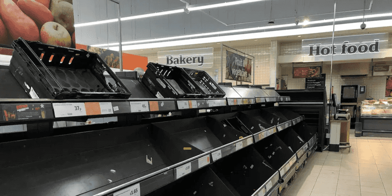 picture of an empty Sainsbury's aisle